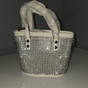 Elegant Silver Crystal Embellished Handbag